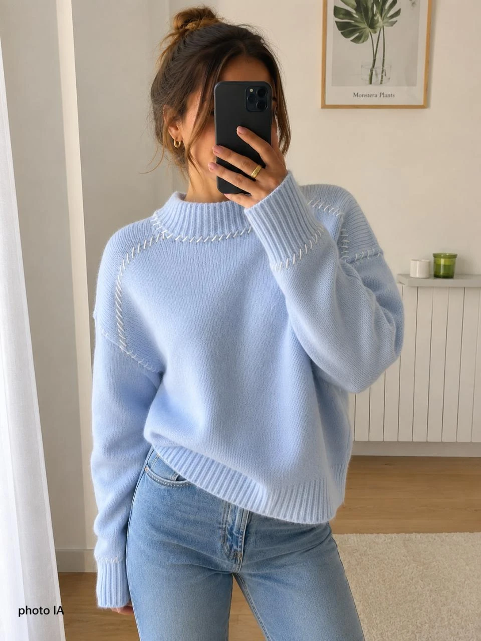 Suéter azul pastel suave de lana de alpaca cocoon • scotch & soda • S • Nuevo – photo 3